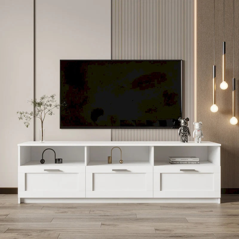 Meuble TV 70,87 po avec 3 espaces de rangement et 3 tiroirs