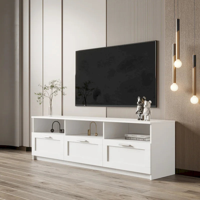 Meuble TV 70,87 po avec 3 espaces de rangement et 3 tiroirs