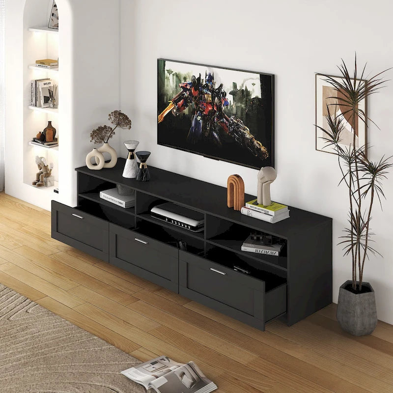 Meuble TV 70,87 po avec 3 espaces de rangement et 3 tiroirs