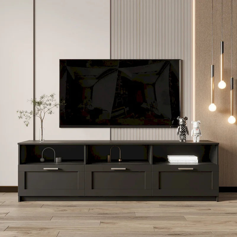 Meuble TV 70,87 po avec 3 espaces de rangement et 3 tiroirs