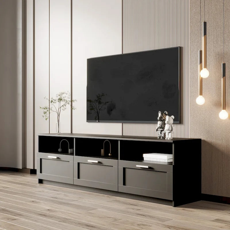 Meuble TV 70,87 po avec 3 espaces de rangement et 3 tiroirs