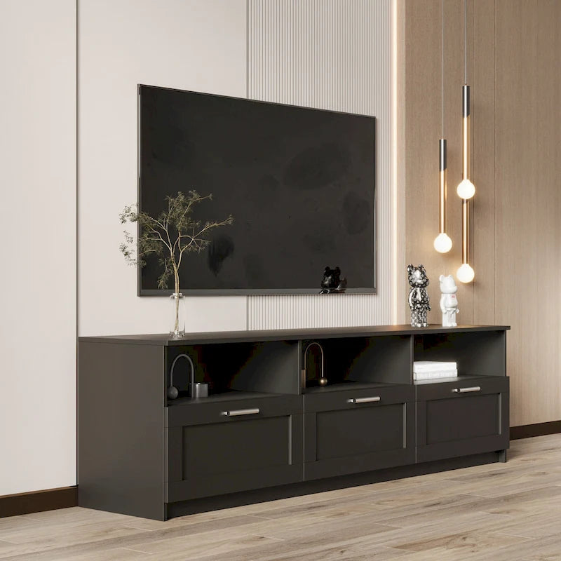 Meuble TV 70,87 po avec 3 espaces de rangement et 3 tiroirs