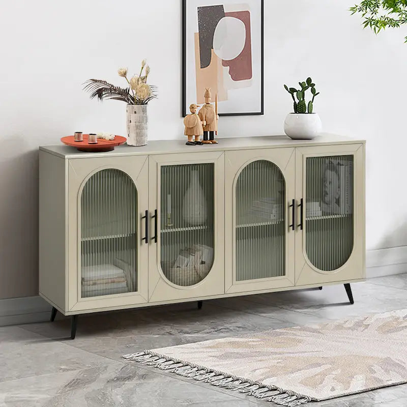 Meuble TV de 152 cm avec placard de rangement et étagères réglables pour téléviseurs de 65 pouces