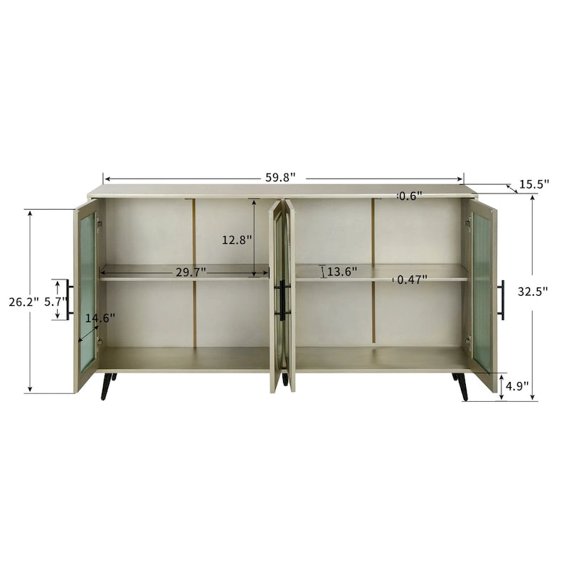 Meuble TV de 152 cm avec placard de rangement et étagères réglables pour téléviseurs de 65 pouces