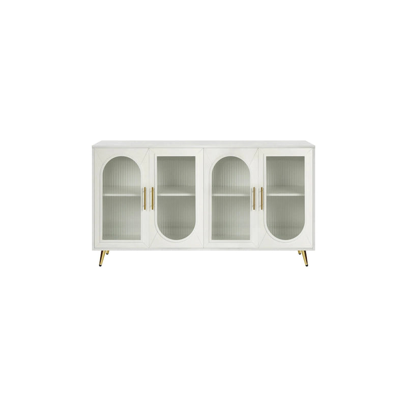 Meuble TV de 152 cm avec placard de rangement et étagères réglables pour téléviseurs de 65 pouces