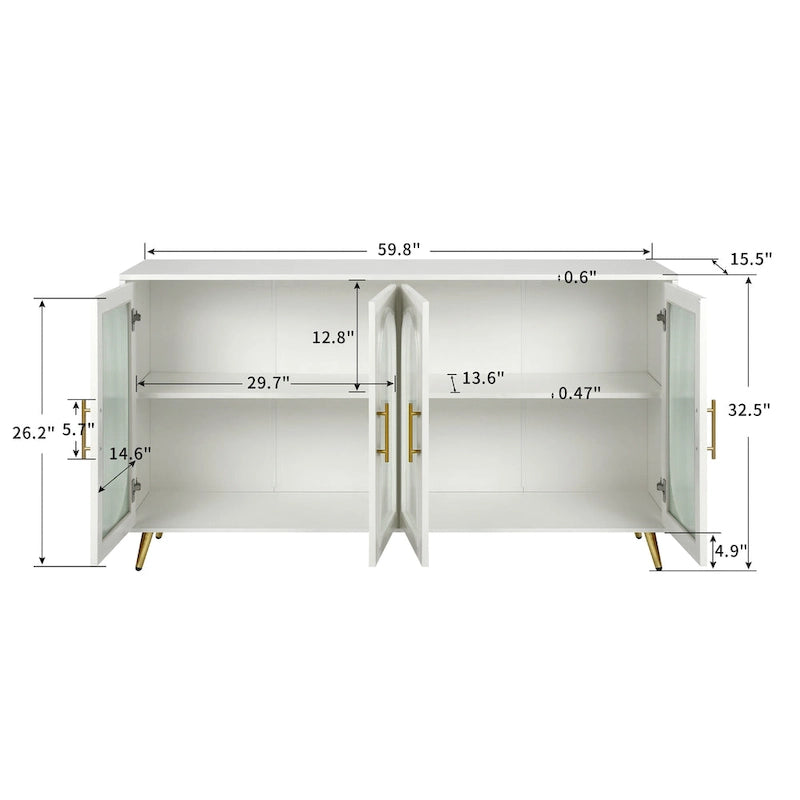 Meuble TV de 152 cm avec placard de rangement et étagères réglables pour téléviseurs de 65 pouces
