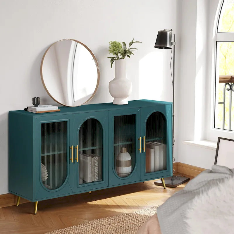Meuble TV de 152 cm avec placard de rangement et étagères réglables pour téléviseurs de 65 pouces