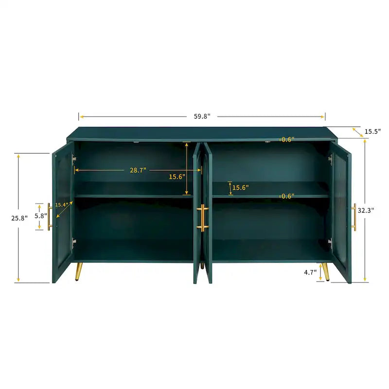 Meuble TV de 152 cm avec placard de rangement et étagères réglables pour téléviseurs de 65 pouces