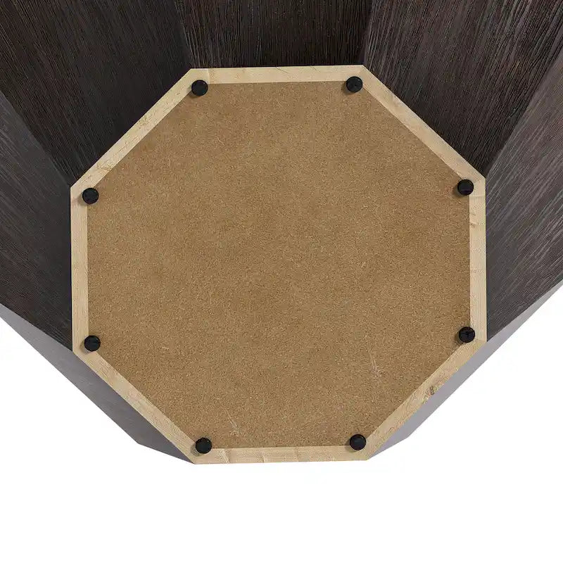 Table basse octogonale en bois d'hévéa de 31,5 pouces pour salon, chambre à coucher