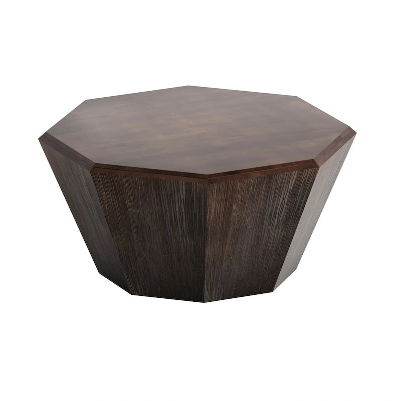 Table basse octogonale en bois d'hévéa de 31,5 pouces pour salon, chambre à coucher