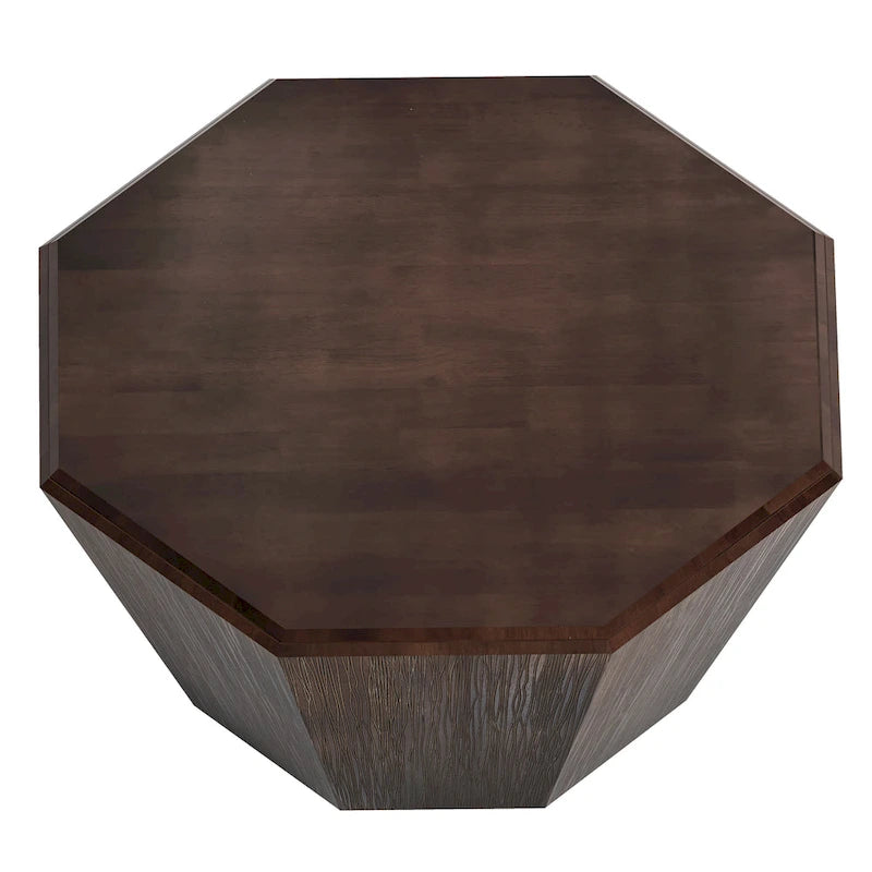 Table basse octogonale en bois d'hévéa de 31,5 pouces pour salon, chambre à coucher