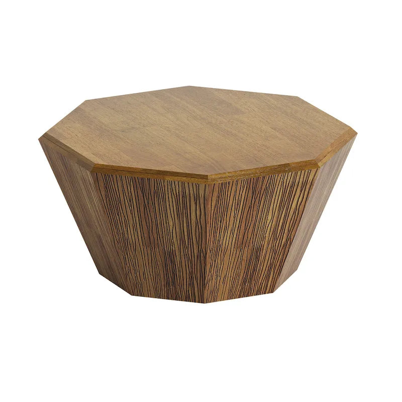 Table basse octogonale en bois d'hévéa de 31,5 pouces pour salon, chambre à coucher