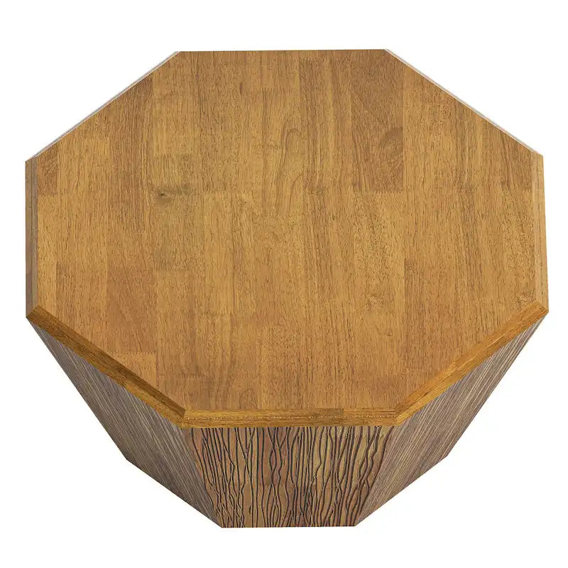 Table basse octogonale en bois d'hévéa de 31,5 pouces pour salon, chambre à coucher