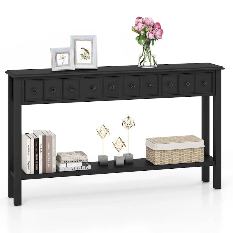 Console d'entrée/Table de canapé rétro 60" avec 4 tiroirs