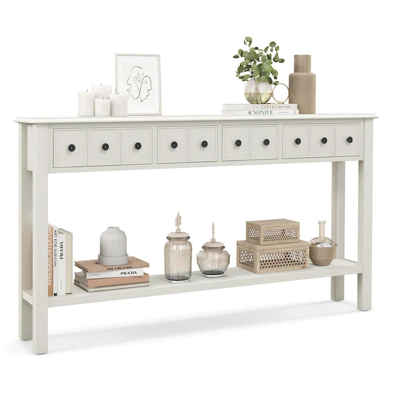 Console d'entrée/Table de canapé rétro 60" avec 4 tiroirs