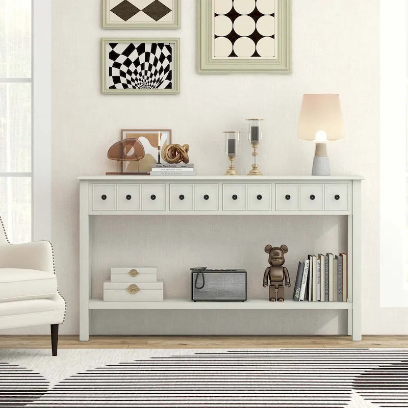 Console d'entrée/Table de canapé rétro 60" avec 4 tiroirs