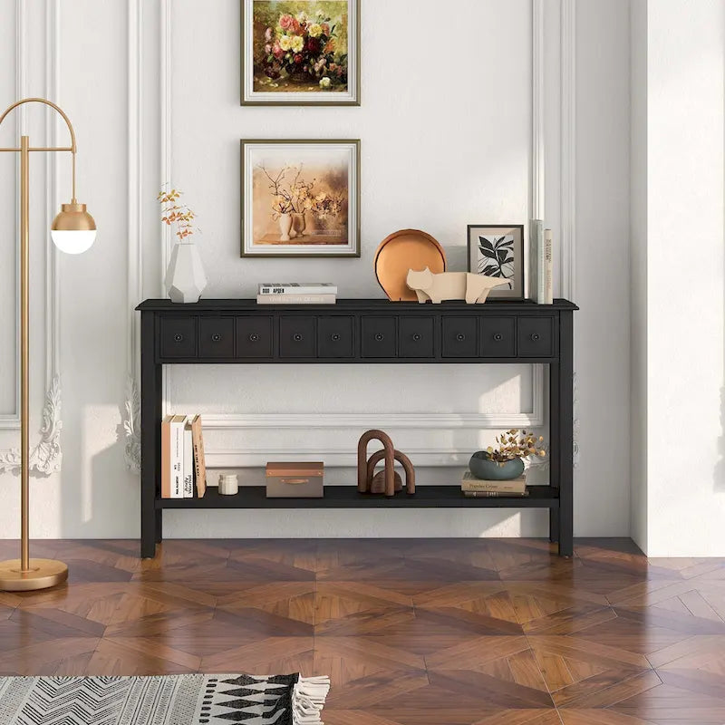 Console d'entrée/Table de canapé rétro 60" avec 4 tiroirs