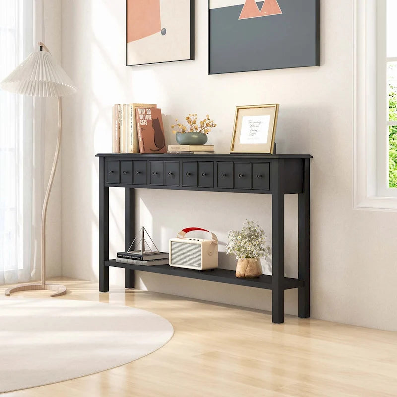 Console d'entrée/Table de canapé rétro 60" avec 4 tiroirs
