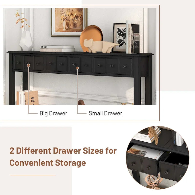 Console d'entrée/Table de canapé rétro 60" avec 4 tiroirs