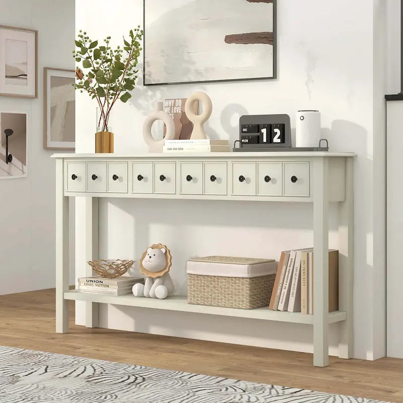 Console d'entrée/Table de canapé rétro 60" avec 4 tiroirs