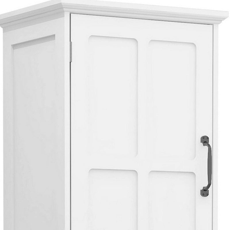 Meuble Colonne de 165 cm de Hauteur avec 1 Étagère Ouverte, Poignées en Métal Noir, Blanc