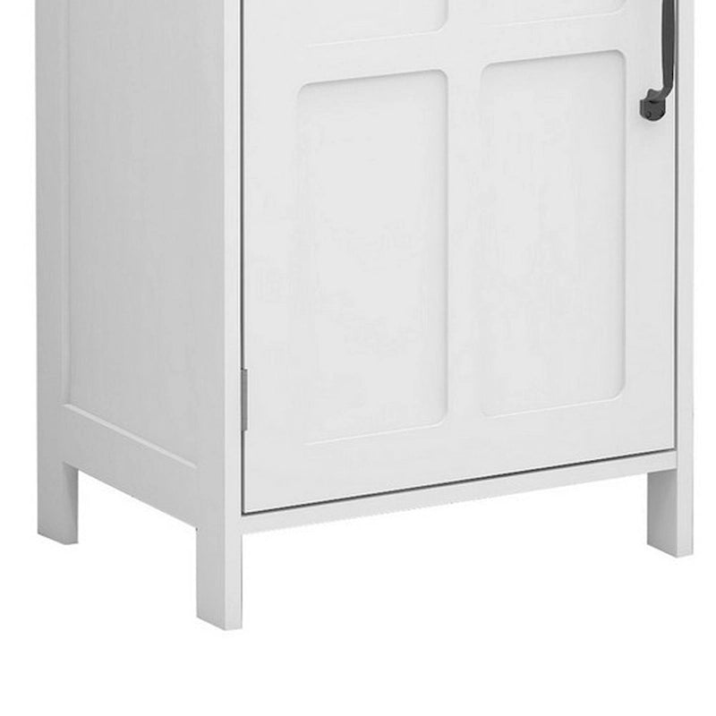 Meuble Colonne de 165 cm de Hauteur avec 1 Étagère Ouverte, Poignées en Métal Noir, Blanc