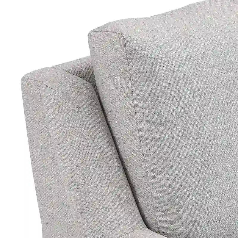 Canapé en tissu gris avec pieds en métal doré