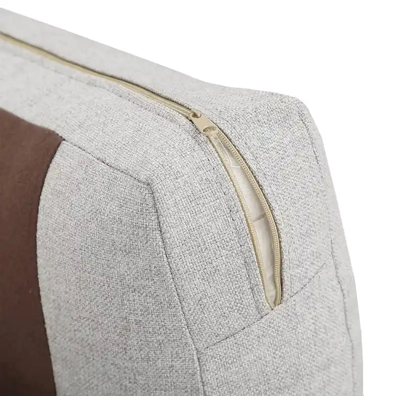 Canapé en tissu gris avec pieds en métal doré