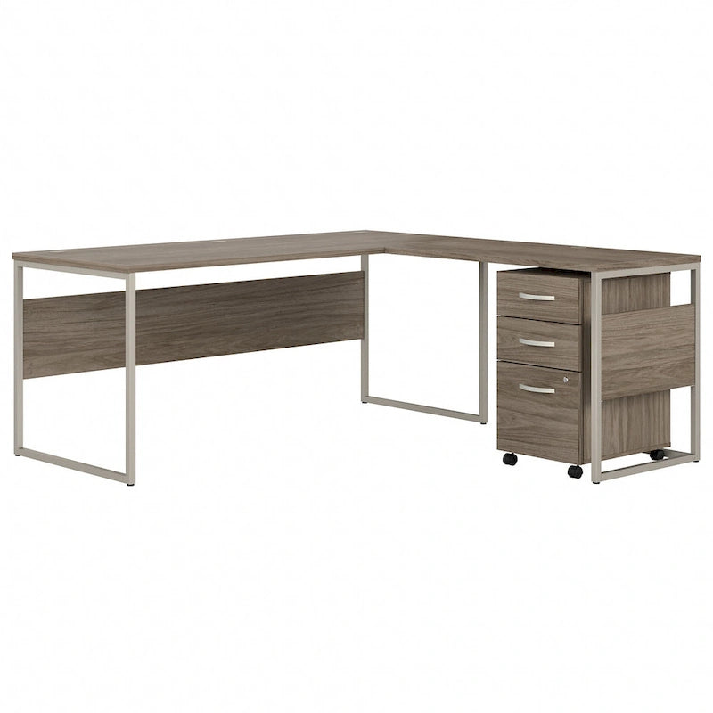 Bureau en L de 72 po avec classeur mobile à 3 tiroirs