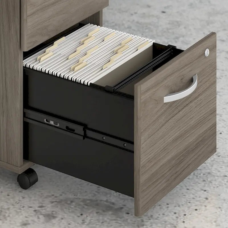 Bureau en L de 72 po avec classeur mobile à 3 tiroirs