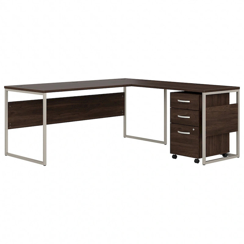 Bureau en L de 72 po avec classeur mobile à 3 tiroirs