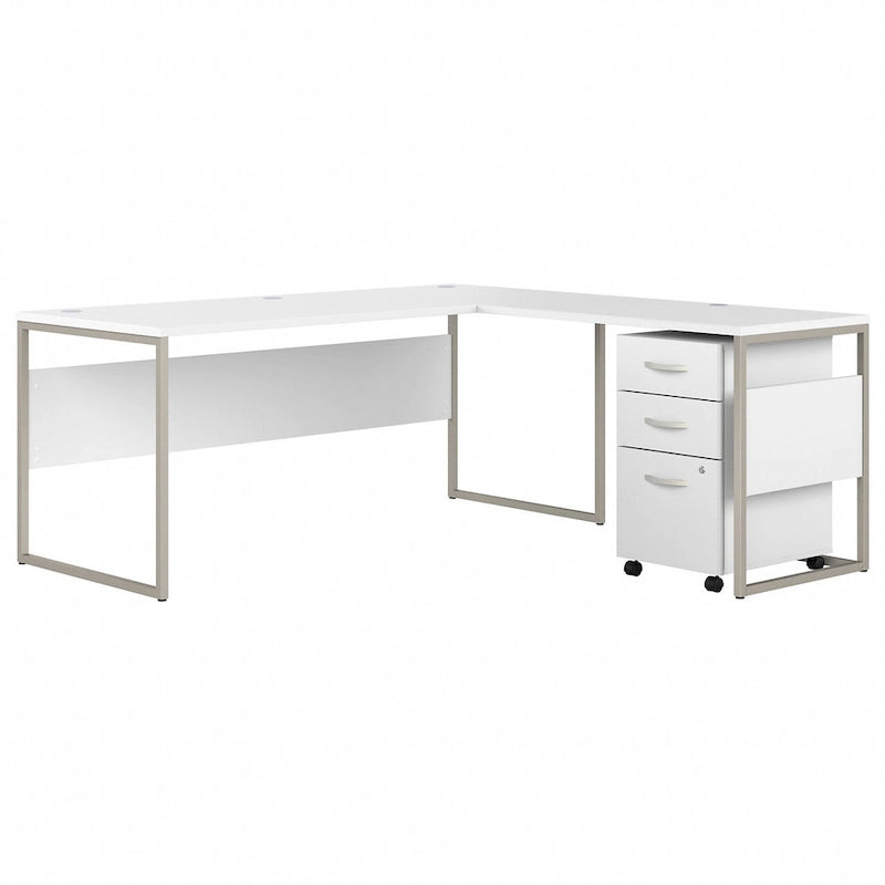 Bureau en L de 72 po avec classeur mobile à 3 tiroirs