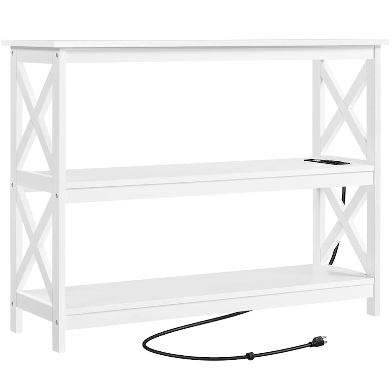 Console de table à 3 niveaux en bois avec prise de courant Table d'appoint de canapé