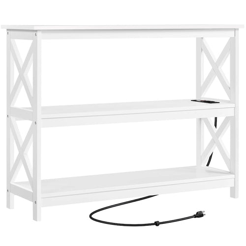 Console de table à 3 niveaux en bois avec prise de courant Table d'appoint de canapé