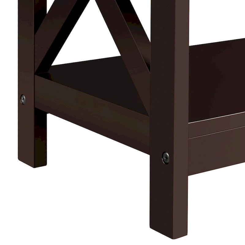 Console de table à 3 niveaux en bois avec prise de courant Table d'appoint de canapé