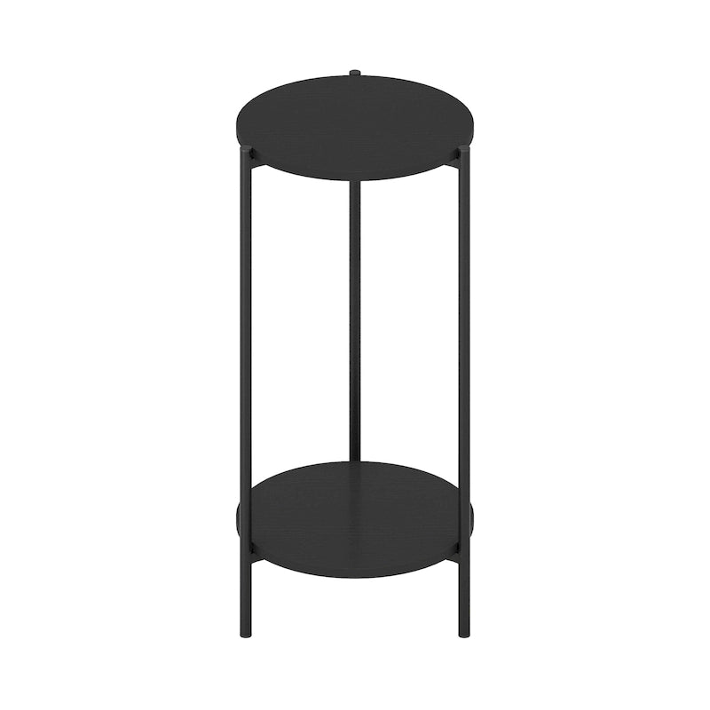 Table d'appoint ronde moderne à 2 niveaux avec pieds en métal