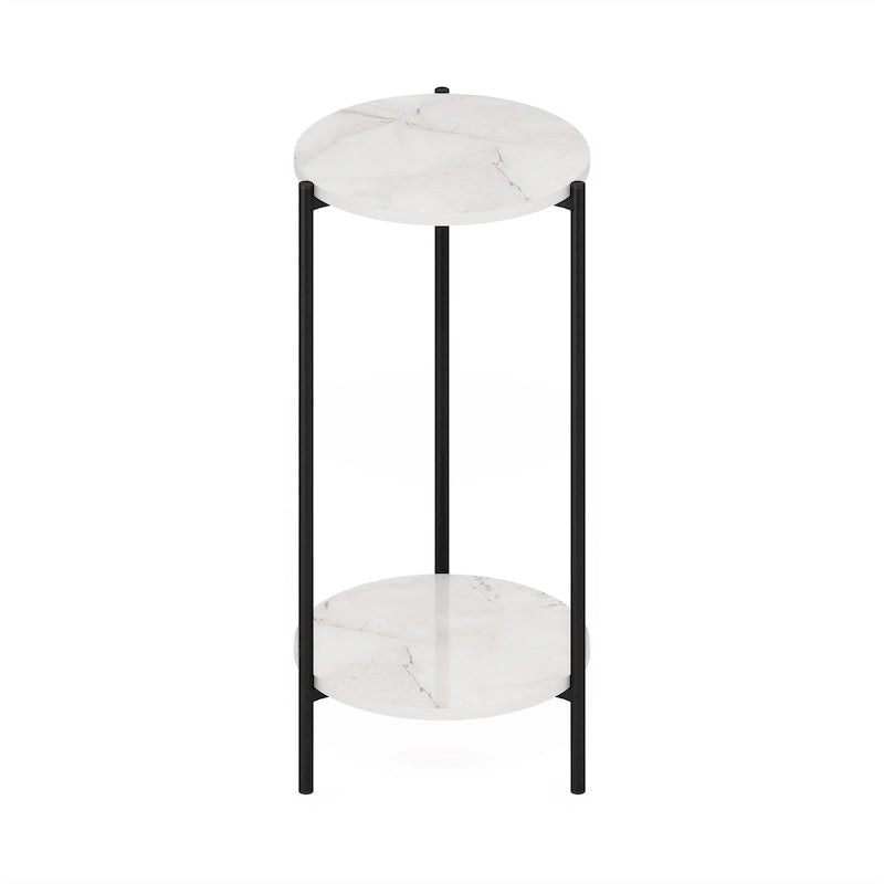 Table d'appoint ronde moderne à 2 niveaux avec pieds en métal