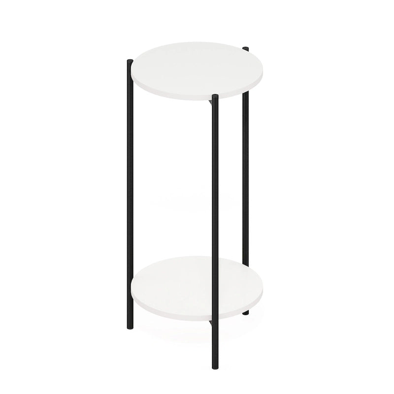 Table d'appoint ronde moderne à 2 niveaux avec pieds en métal
