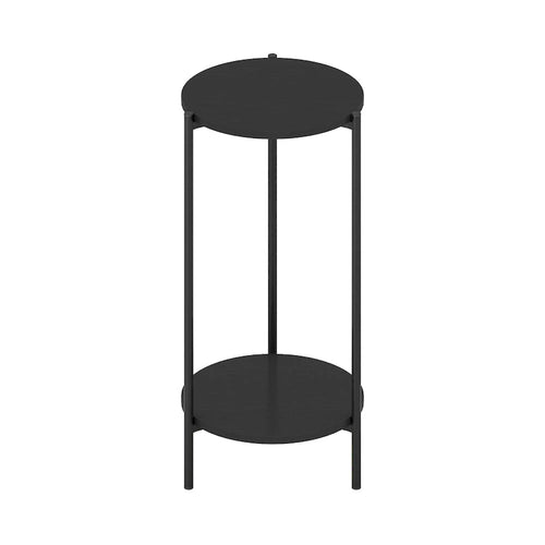 Furinno Besi 2-Tier Modern Tall Round Side End Table with Sturdy Metal Legs, Americano