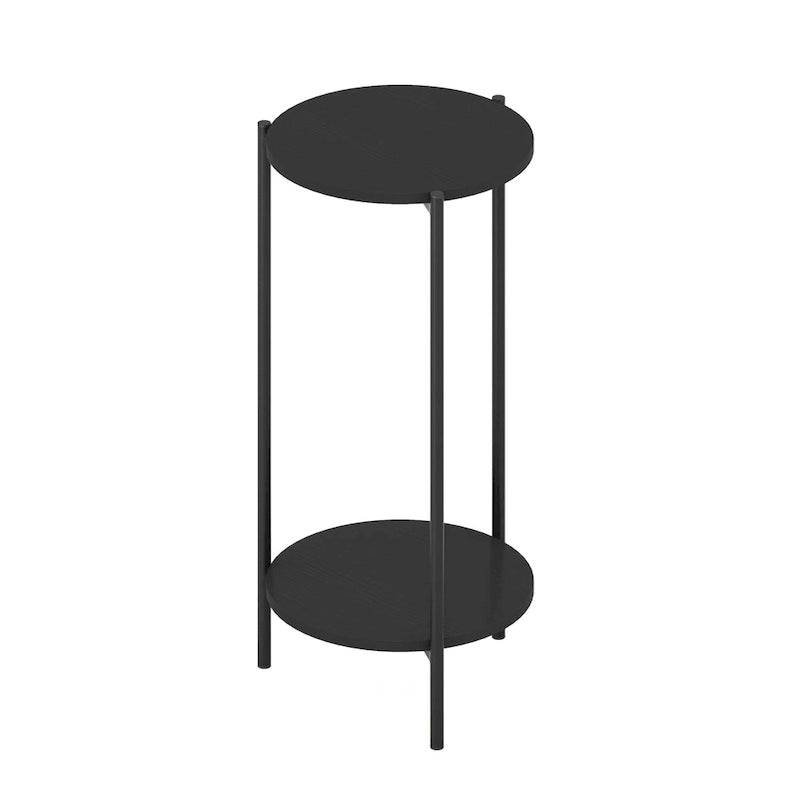 Table d'appoint ronde moderne à 2 niveaux avec pieds en métal
