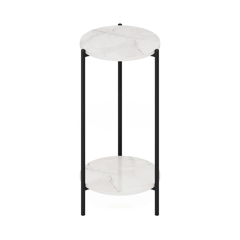 Table d'appoint ronde moderne à 2 niveaux avec pieds en métal