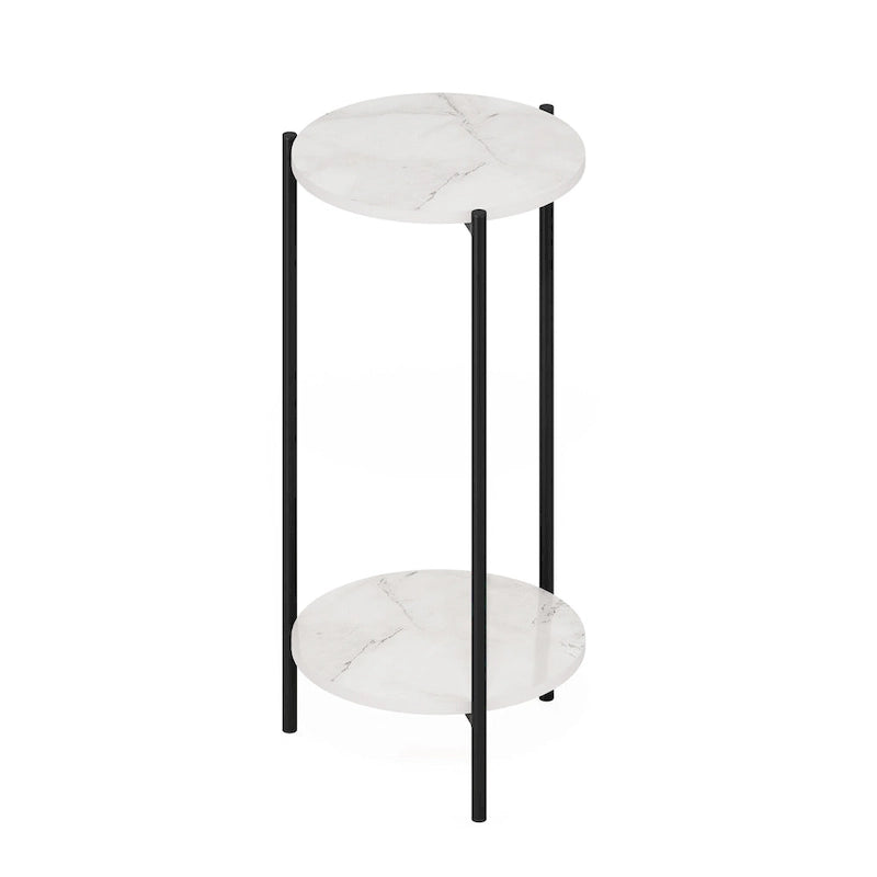 Table d'appoint ronde moderne à 2 niveaux avec pieds en métal