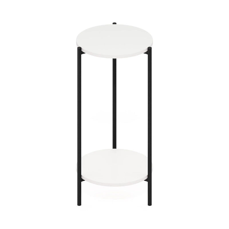 Table d'appoint ronde moderne à 2 niveaux avec pieds en métal