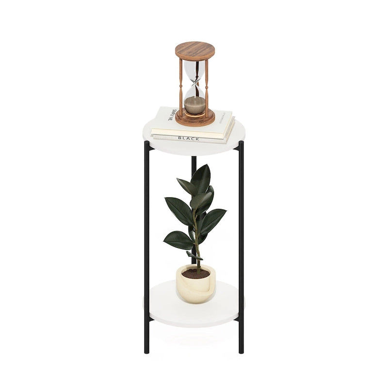 Table d'appoint ronde moderne à 2 niveaux avec pieds en métal