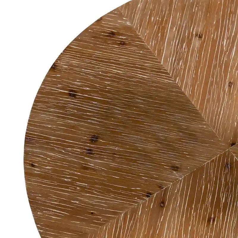 31.29Table Basse Ronde Moderne Rétro avec Plateau en Bois de Sapin et Piètement en Métal à Pieds Croisés