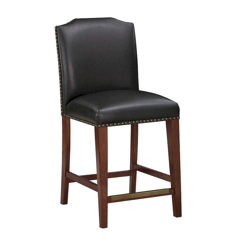 Tabouret de comptoir en similicuir avec garniture cloutée
