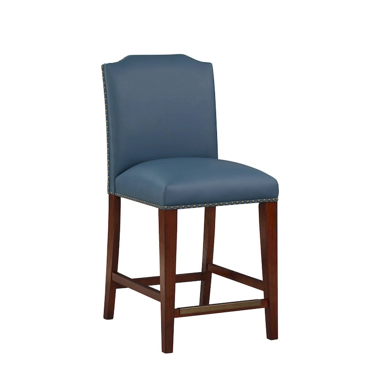 Tabouret de comptoir en similicuir avec garniture cloutée