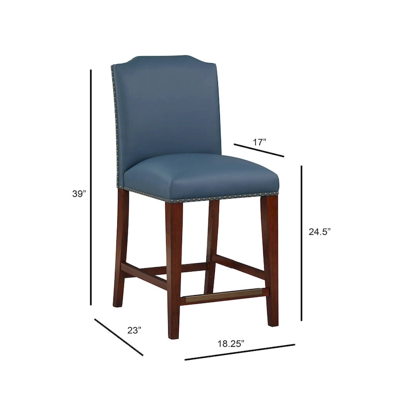 Tabouret de comptoir en similicuir avec garniture cloutée