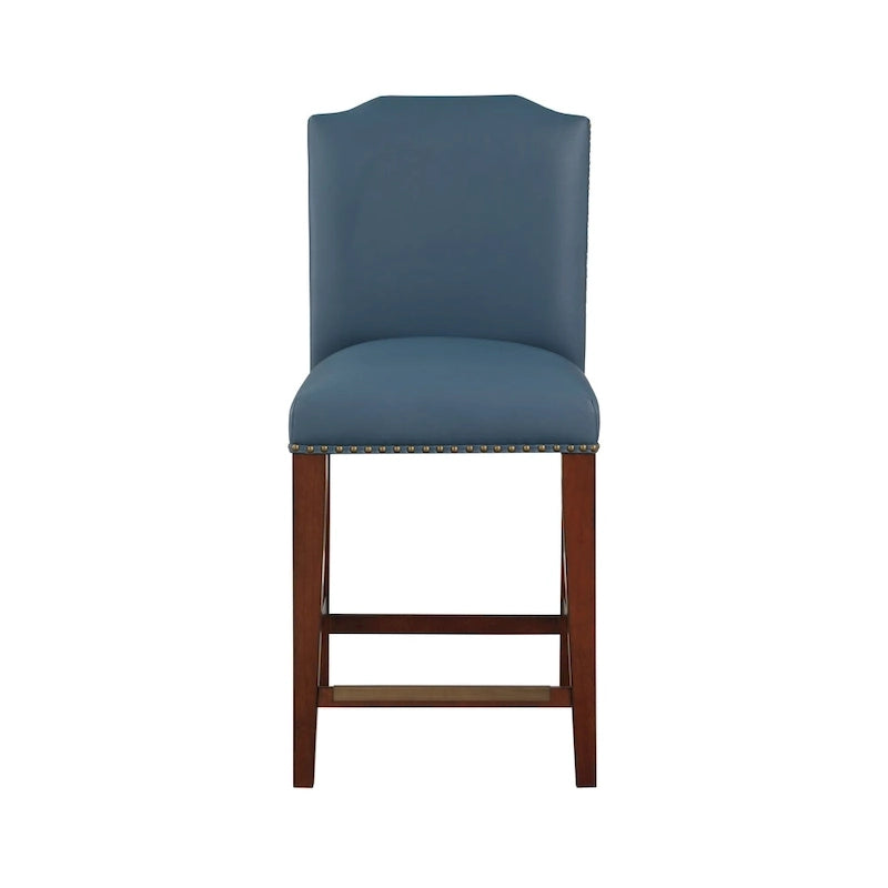 Tabouret de comptoir en similicuir avec garniture cloutée