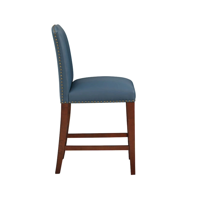 Tabouret de comptoir en similicuir avec garniture cloutée